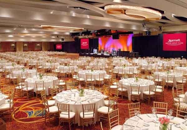 room with white tables
