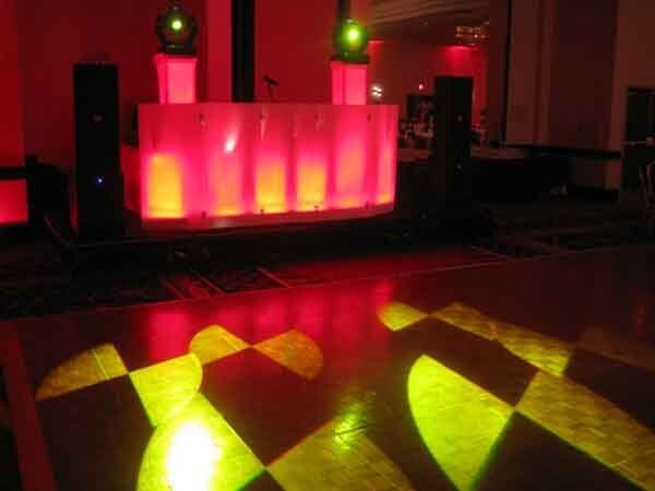 yellow lighting on dance floor