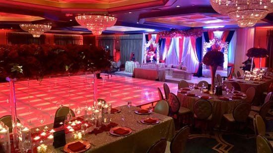 ballroom with party lights and light up dance floor