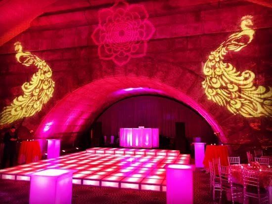 ballroom with party lights and light up dance floor