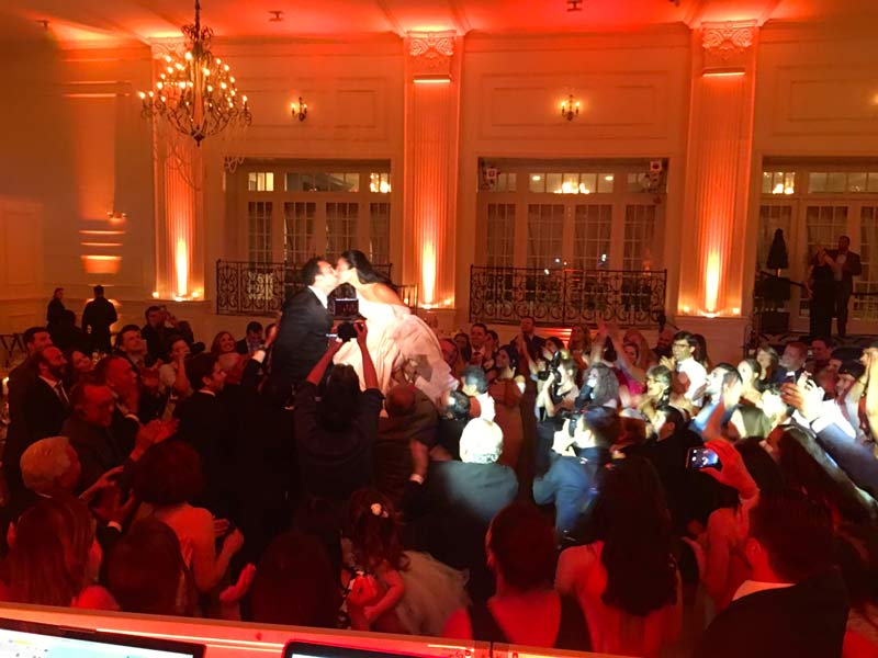 bride and groom kissing