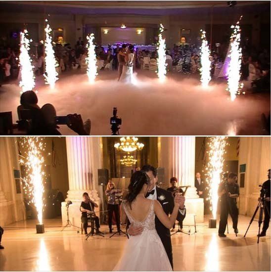 fountain fireworks in ballroom for wedding