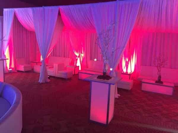 furniture with pink lighting