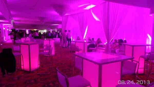 pink lighting at party