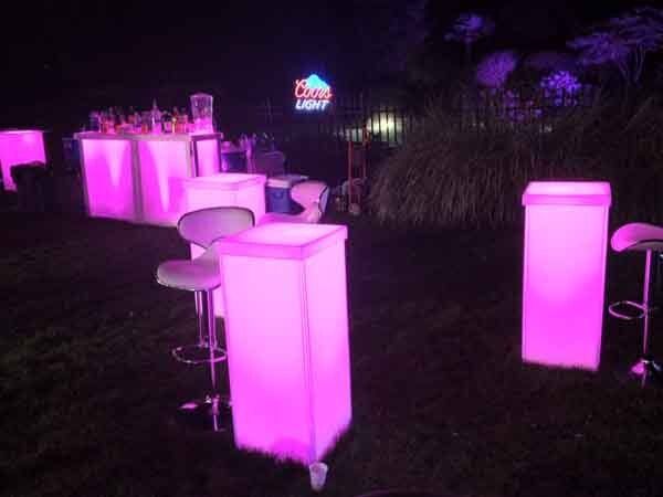 pink standing tables