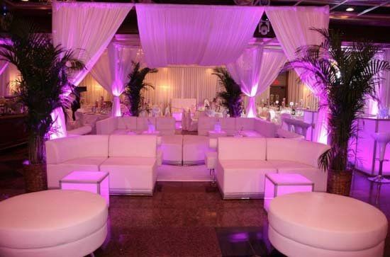 white lounge furniture and decor for wedding