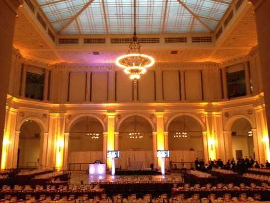 large ballroom with chandelier