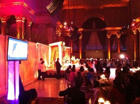 party in a large ballroom