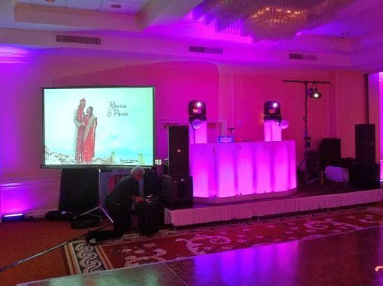 light up dj stand at party