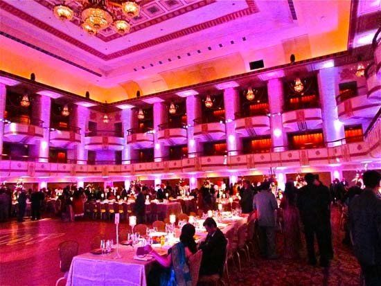 pink lit wedding