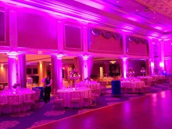 pink and red wedding lighting