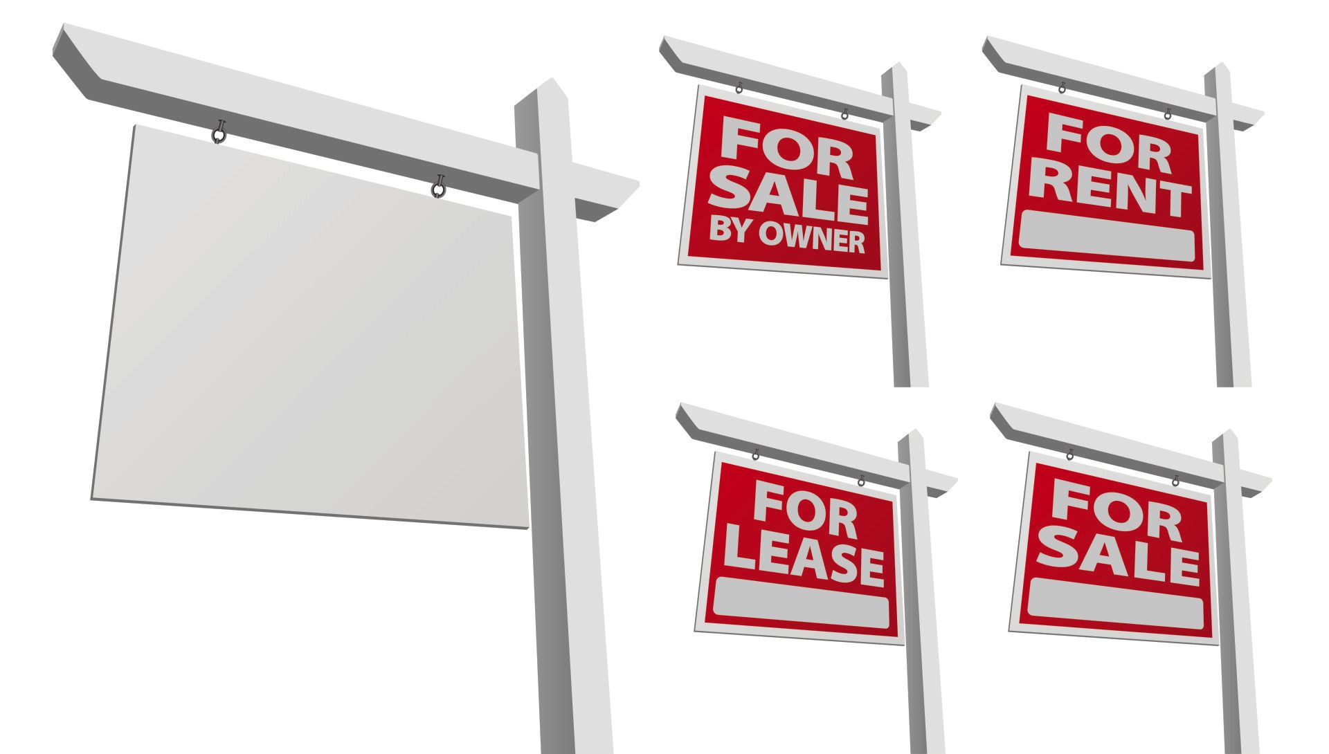 Real estate signs: blank,