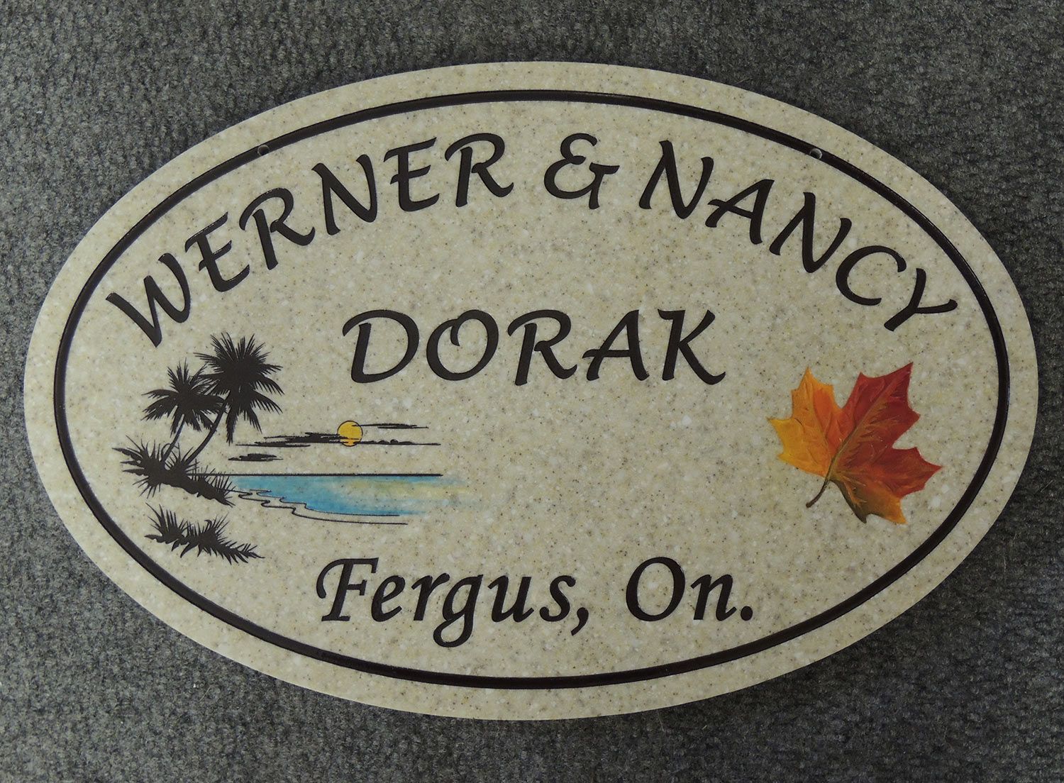 Oval stone sign: 