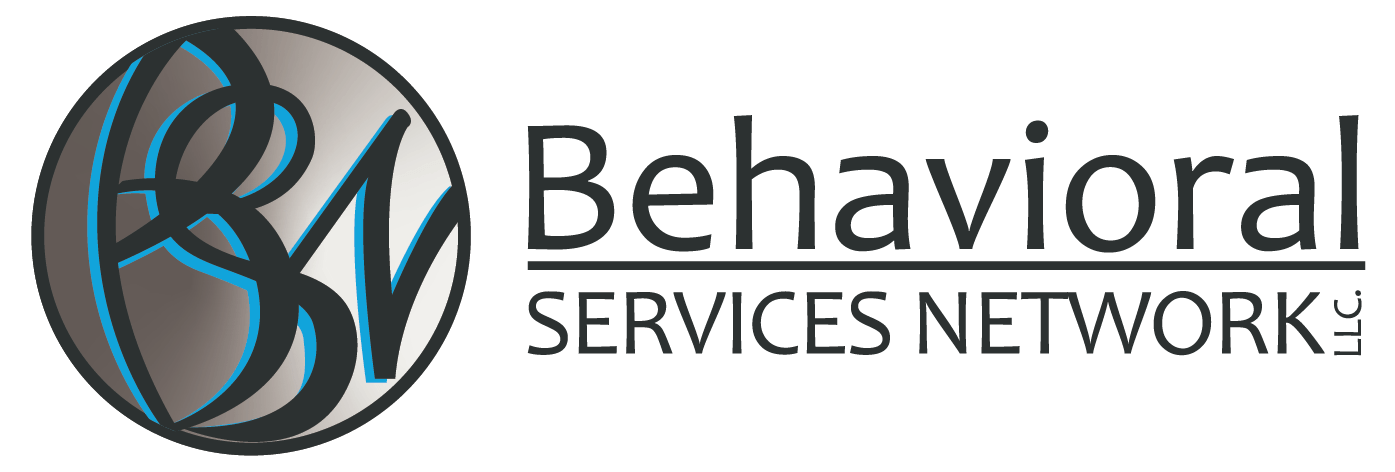 Logo for Behavioral Services Network, LLC.  blue and gray design of BSN initials within a circle, and the company name.