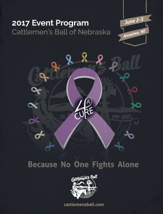 A purple ribbon with the words