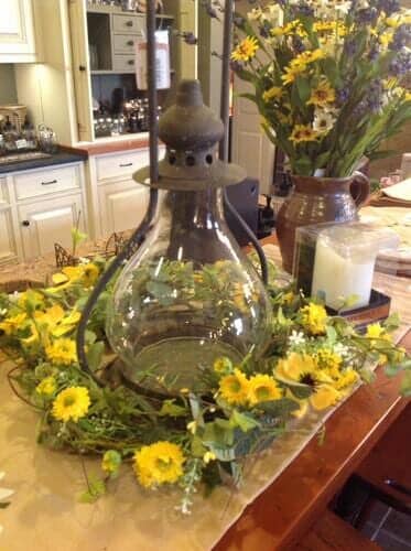 flowers with lamp - Roger S Wright Furniture LTD, Blooming Glen, PA.
