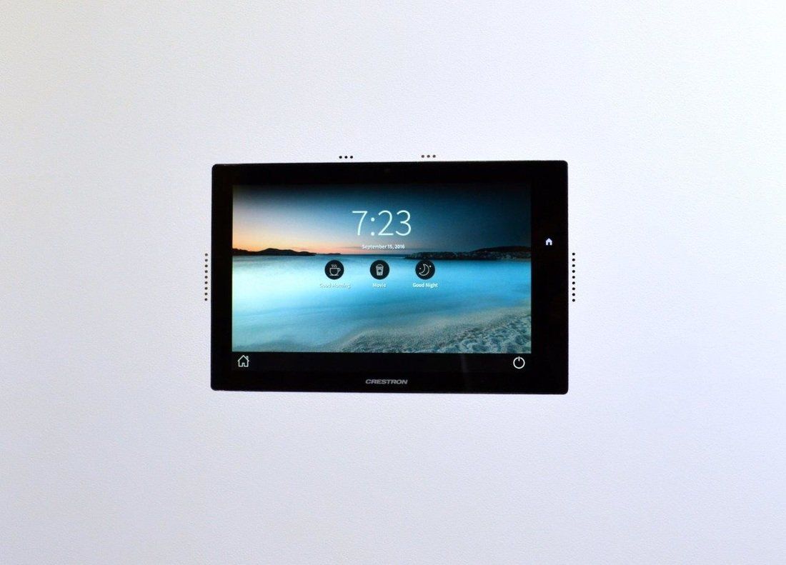 Wall-Smart mounted Crestron TSW-1050