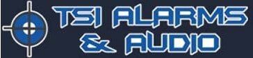 TSI Alarms & Audio Logo for TSI Alarms & Audio, featuring a blue target icon and stylized blue text on a dark blue background.