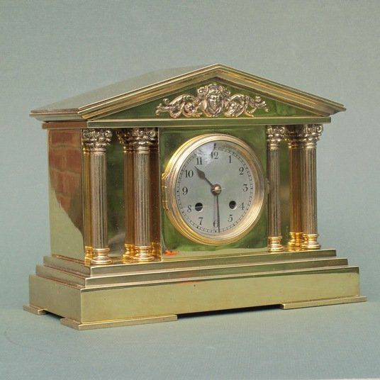 gilt brass greek temple mantel clock