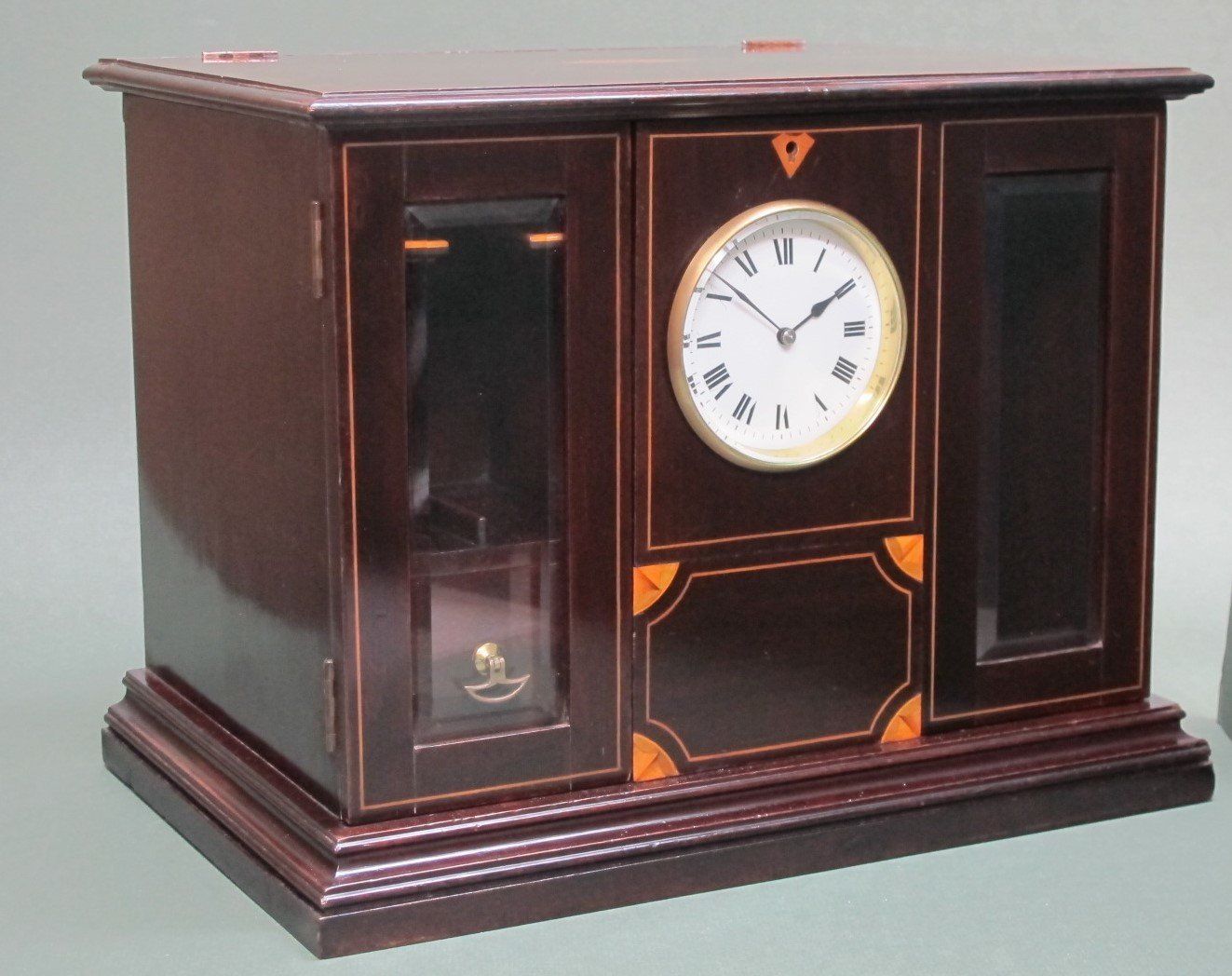 Edwardian Sheraton Mahogany Smoker's Cabinet with Clock