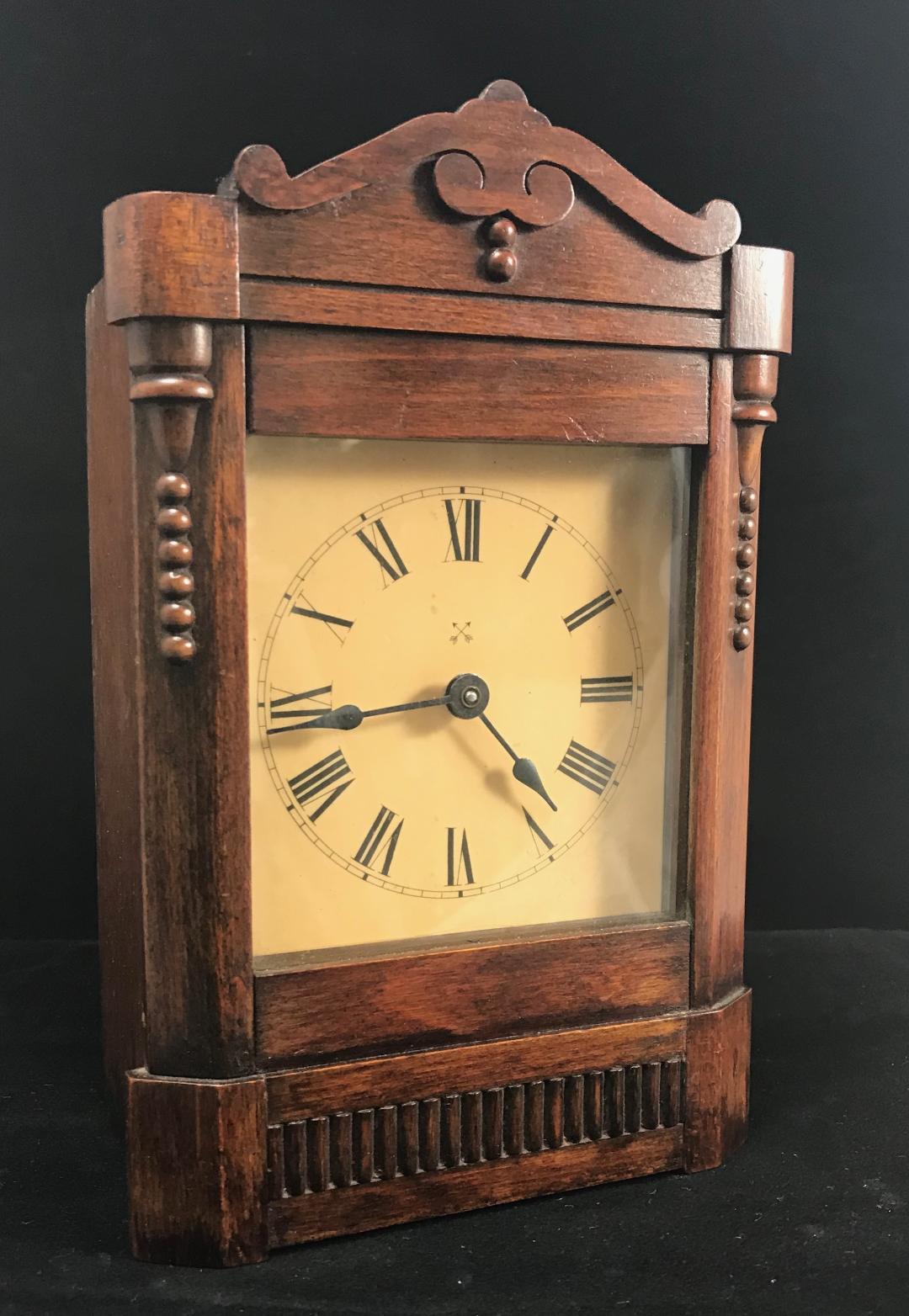 hamburg american clock company mantel timepiece with alarm