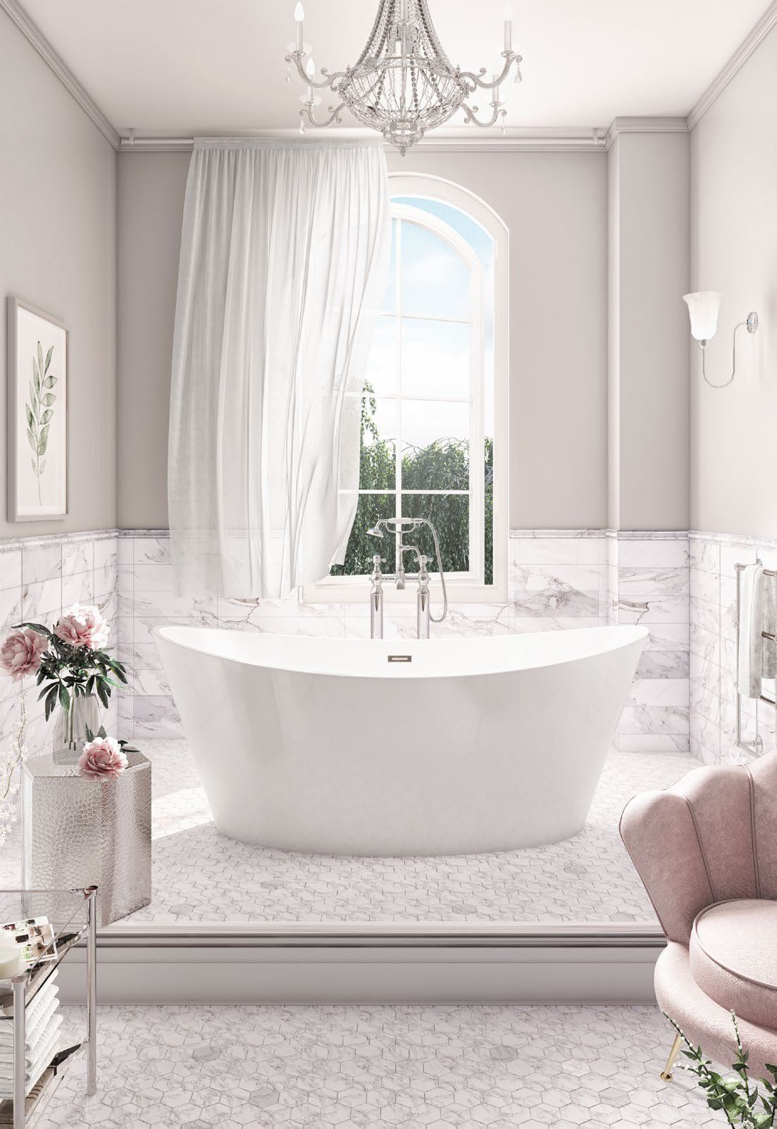 Aruba freestanding bath in gloss white