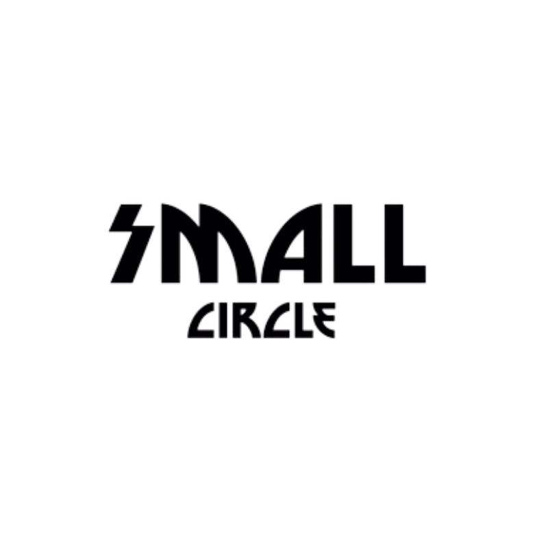 A small circle logo on a white background.