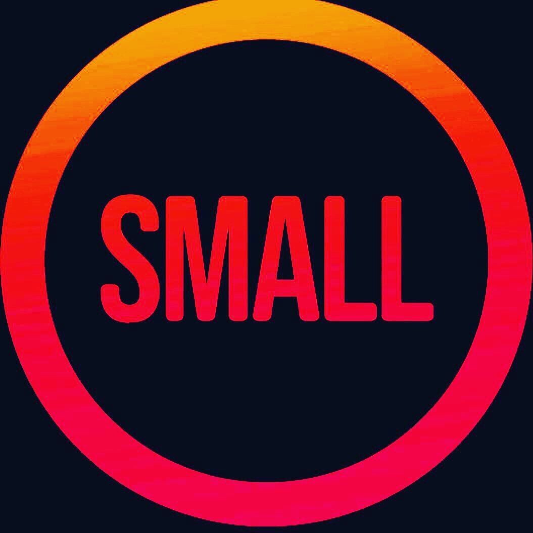 A red circle with the word small inside of it
