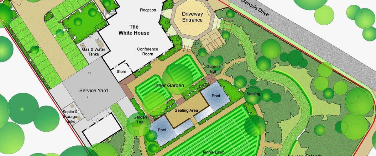 garden design layout plan, country house, stafford