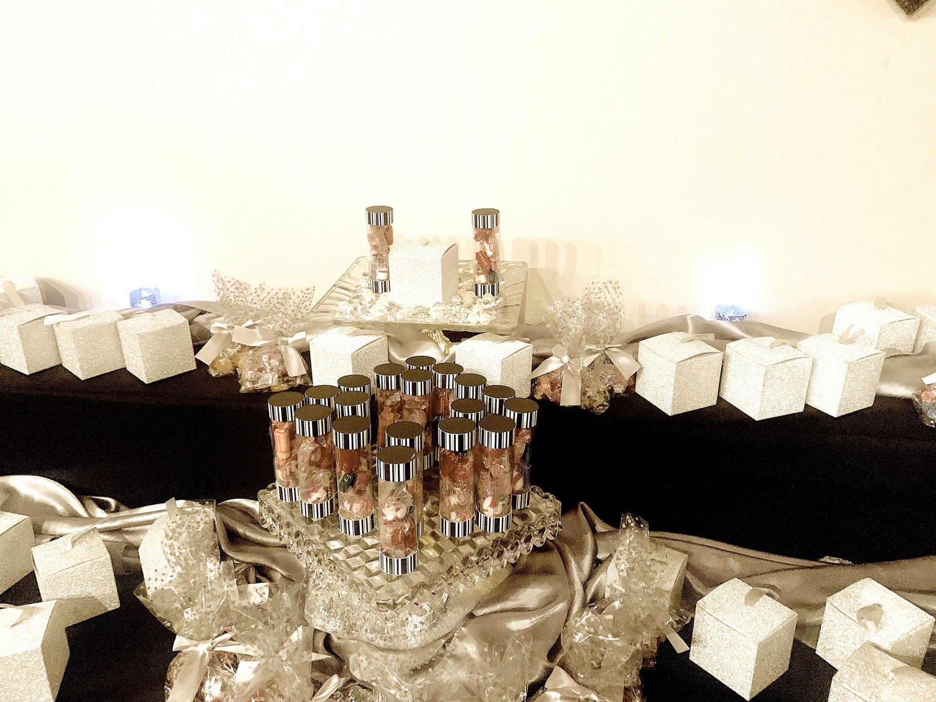 table of party gifts for guests