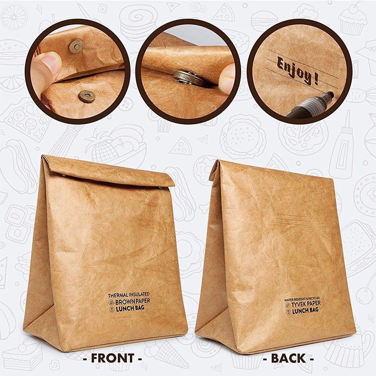 THERMAL INSULATED LUNCH BAG TYWEK KRAFT PAPER LUNCH BAG