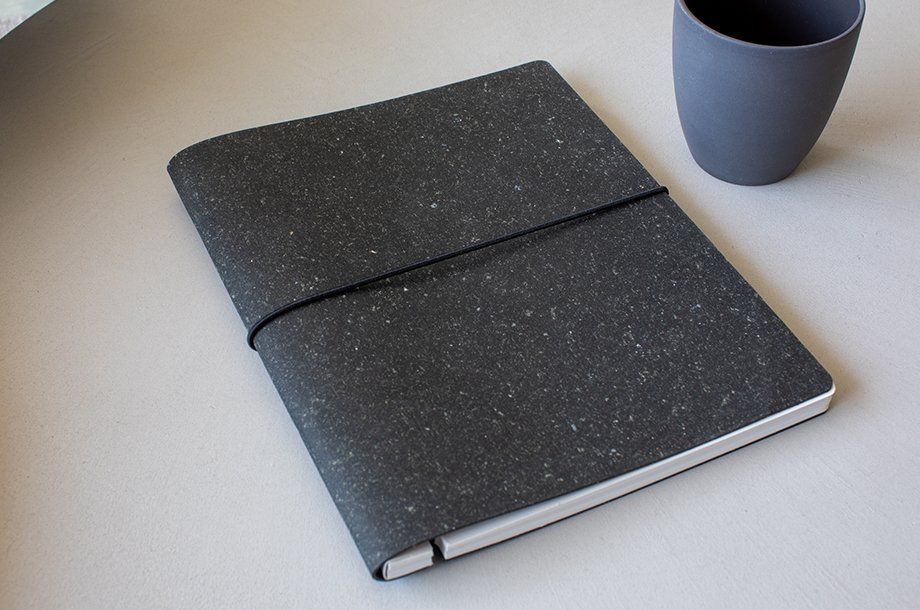NOTEBOOK GRIGIO IN PELLE RICICLATA GREY RECYCLED LEATHER NOTEBOOK
