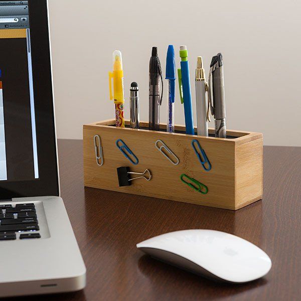 MAGNETIC BAMBOO PEN HOLDER