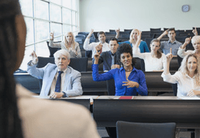 People raising their hands