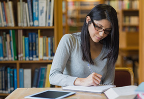 A lady studying