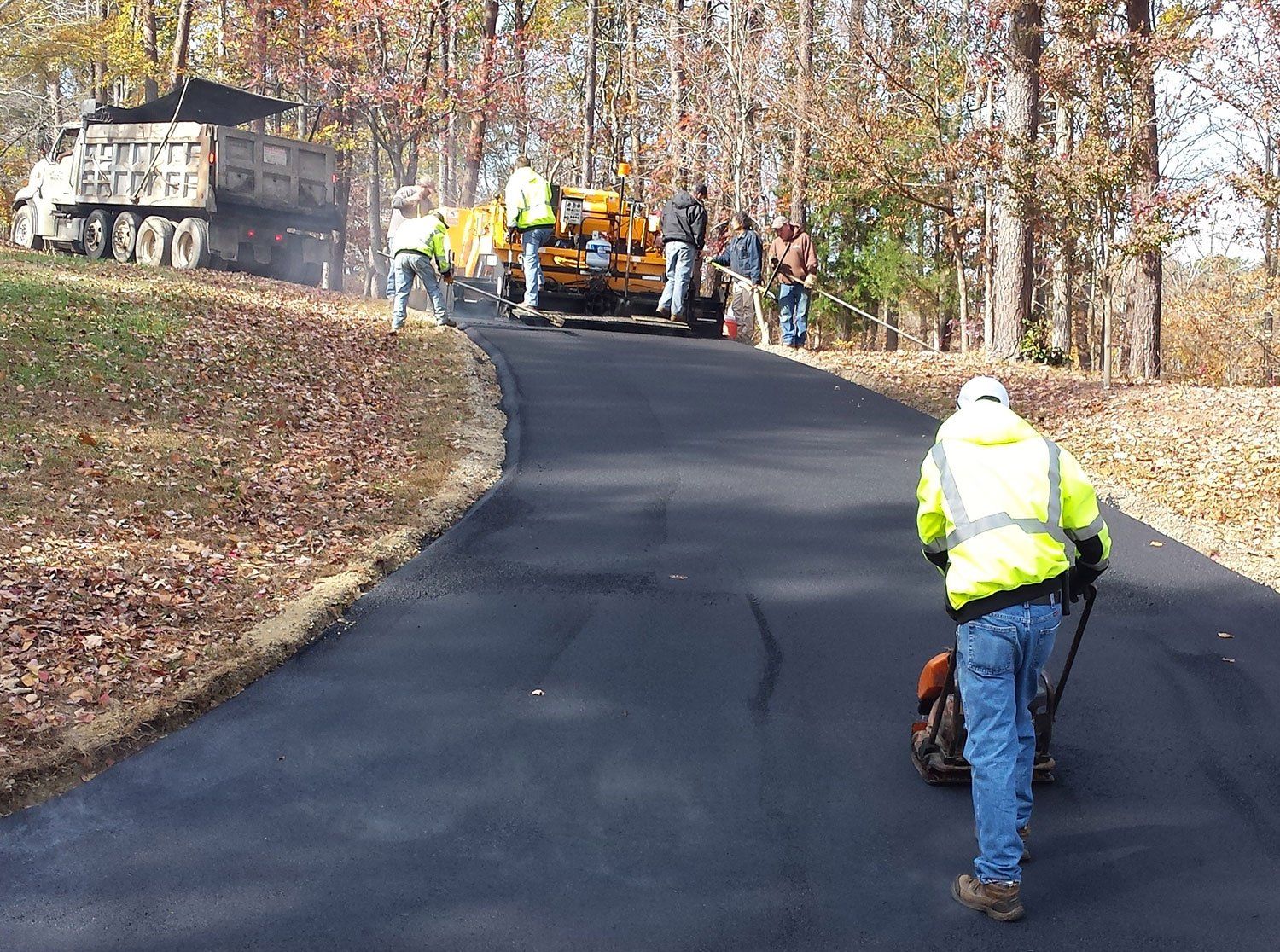 asphalt paving up a hill