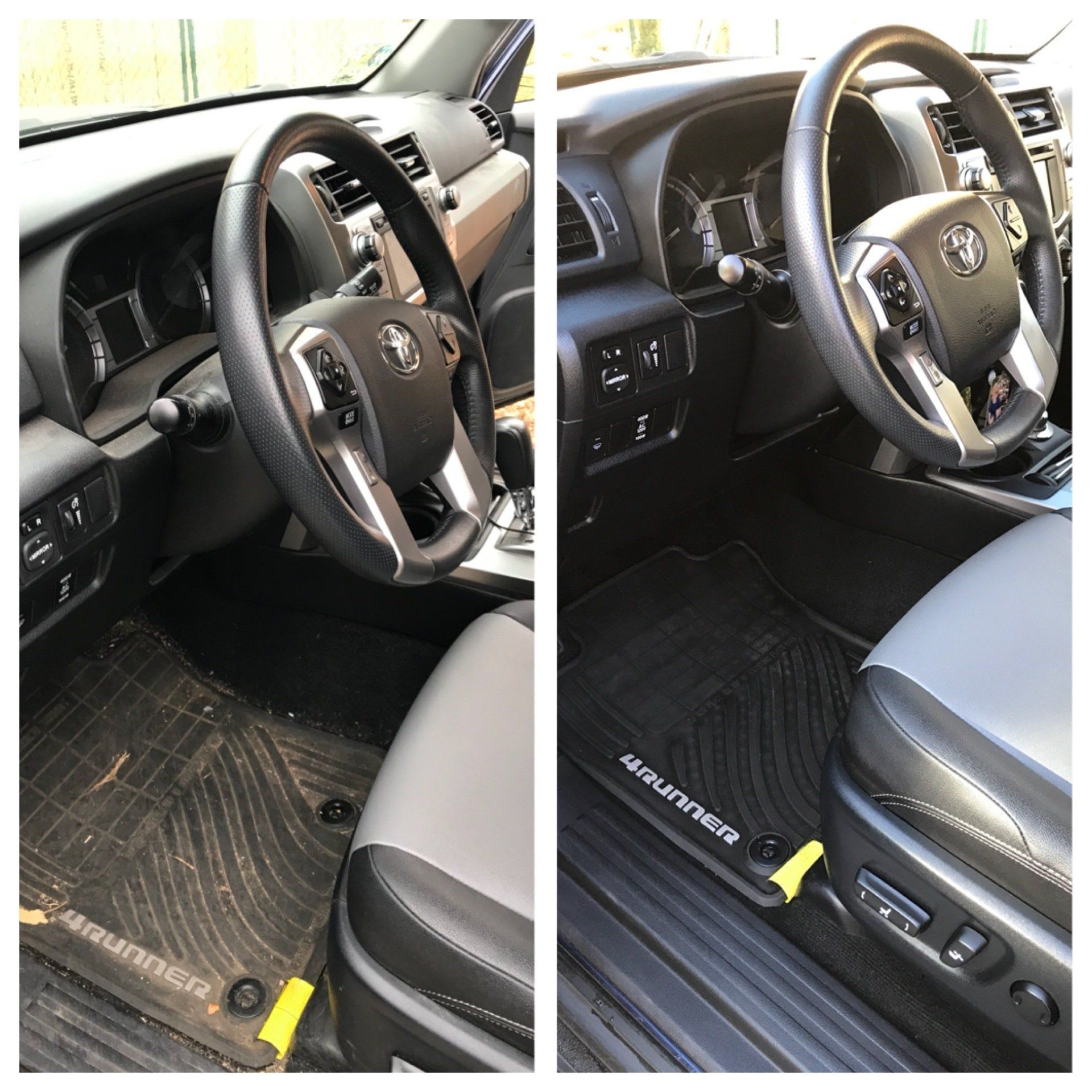 a before and after picture of the interior of a toyota 4runner