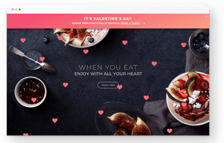 a computer screen shows a valentine 's day advertisement for food