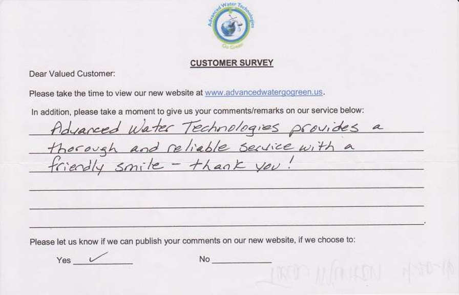 Customer Survey 1 - Industrial Water Technology in Okeechobee, FL