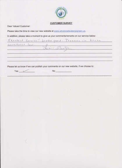 Customer Survey 7 - Industrial Water Technology in Okeechobee, FL