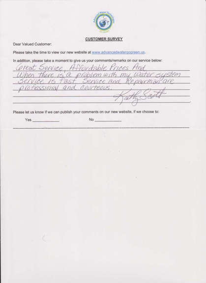 Customer Survey 6 - Industrial Water Technology in Okeechobee, FL