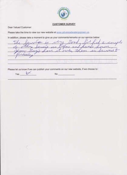 Customer Survey 3 - Industrial Water Technology in Okeechobee, FL