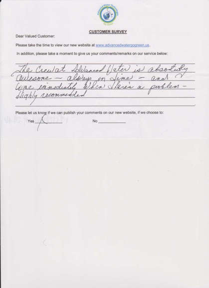Customer Survey 12 - Industrial Water Technology in Okeechobee, FL