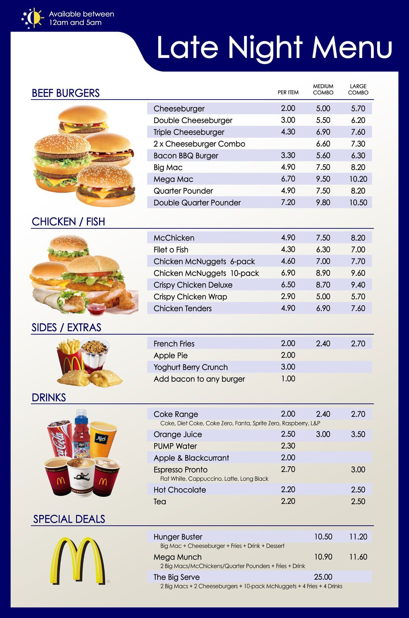 Digitally printed menu applied to backing board