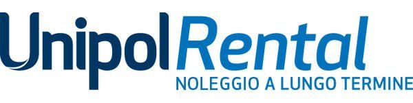 Logo UnipolRental. Testo blu su sfondo bianco.