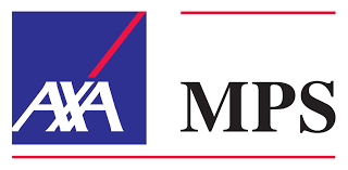 Logo della compagnia assicurativa AXA MPS. Presenta un quadrato blu con il logo AXA e la scritta