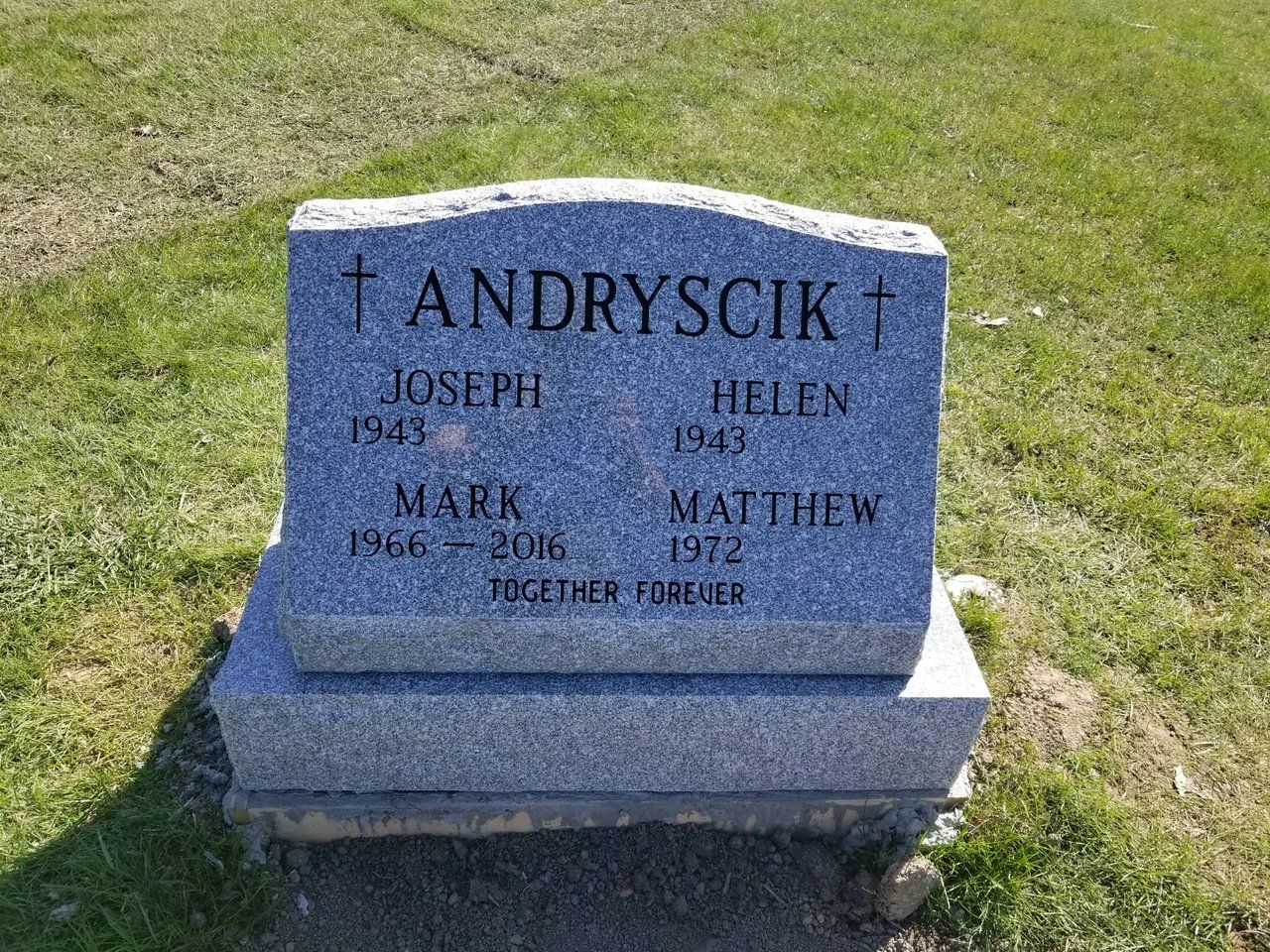3 Ft. Double Slant White Marble Color With Plain Engravings — Willoughby, OH — Northcoast Memorials