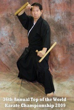 Man practicing karate
