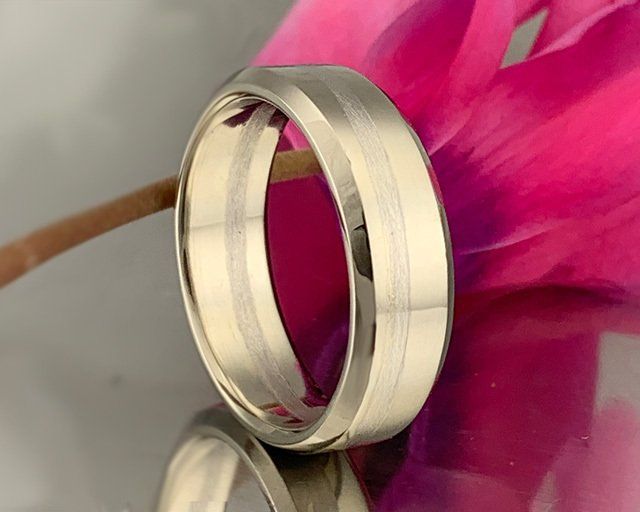 custom mens platinum wedding band inlayed gold