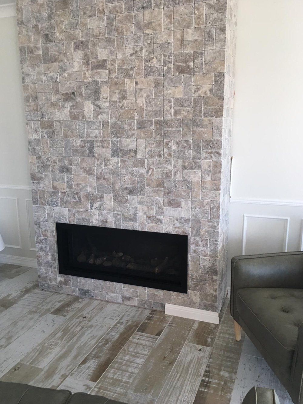 silver fireplace